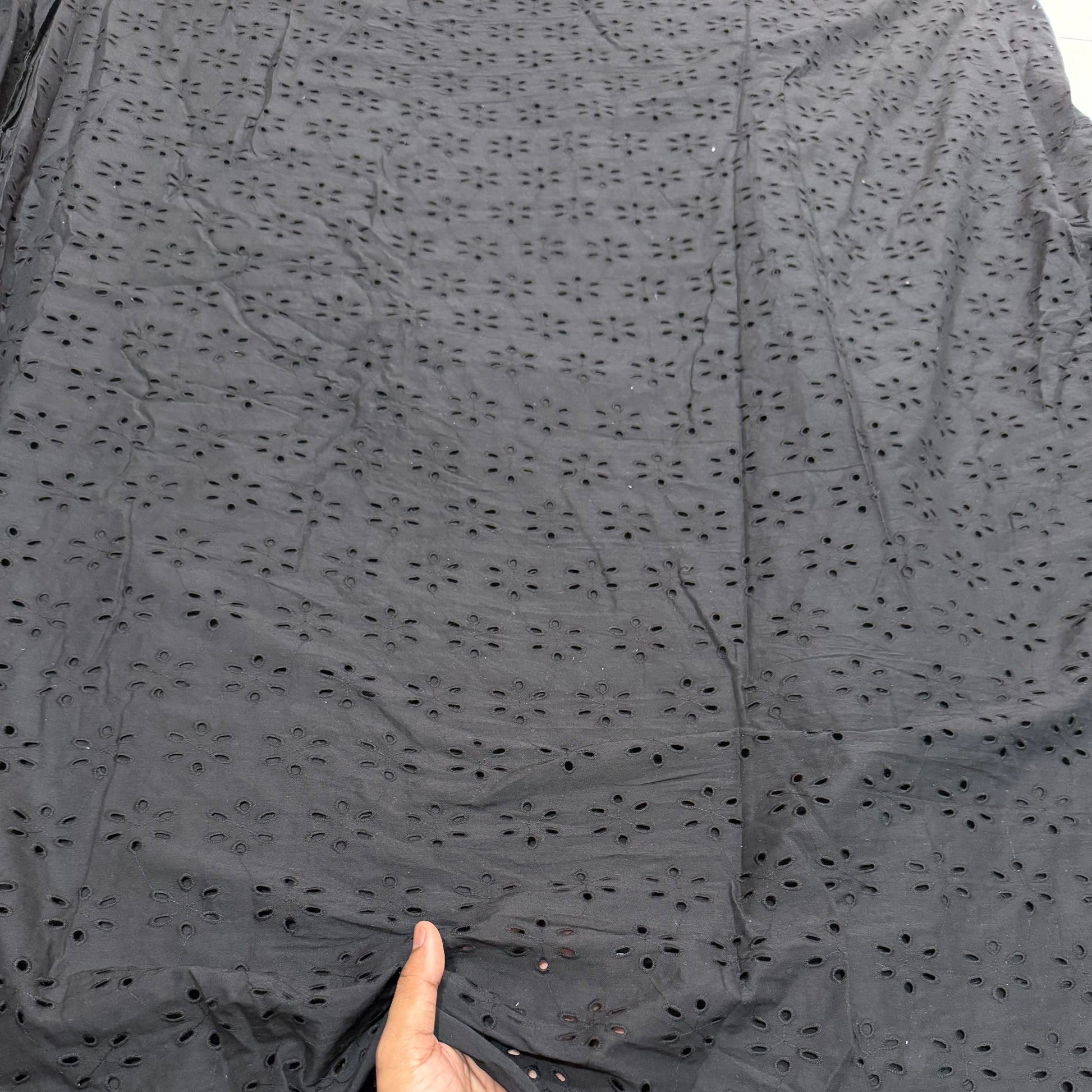 Buy Cotton Hakoba Black 5 Leaf Flower Fabric - MAF 