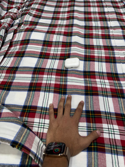 Buy Cotton Twill Red White Tartan Plaid Check Fabric