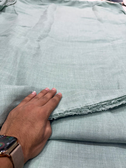 Buy Imported Linen Milange Green Fabric