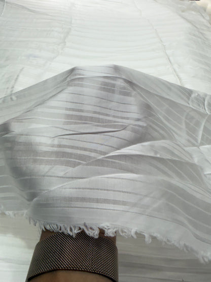 Buy Premium Satin Dobby Ivory Stripe Fabric