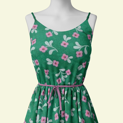Buy Pure Cotton Cambric Green Floral Fabric - MAF 