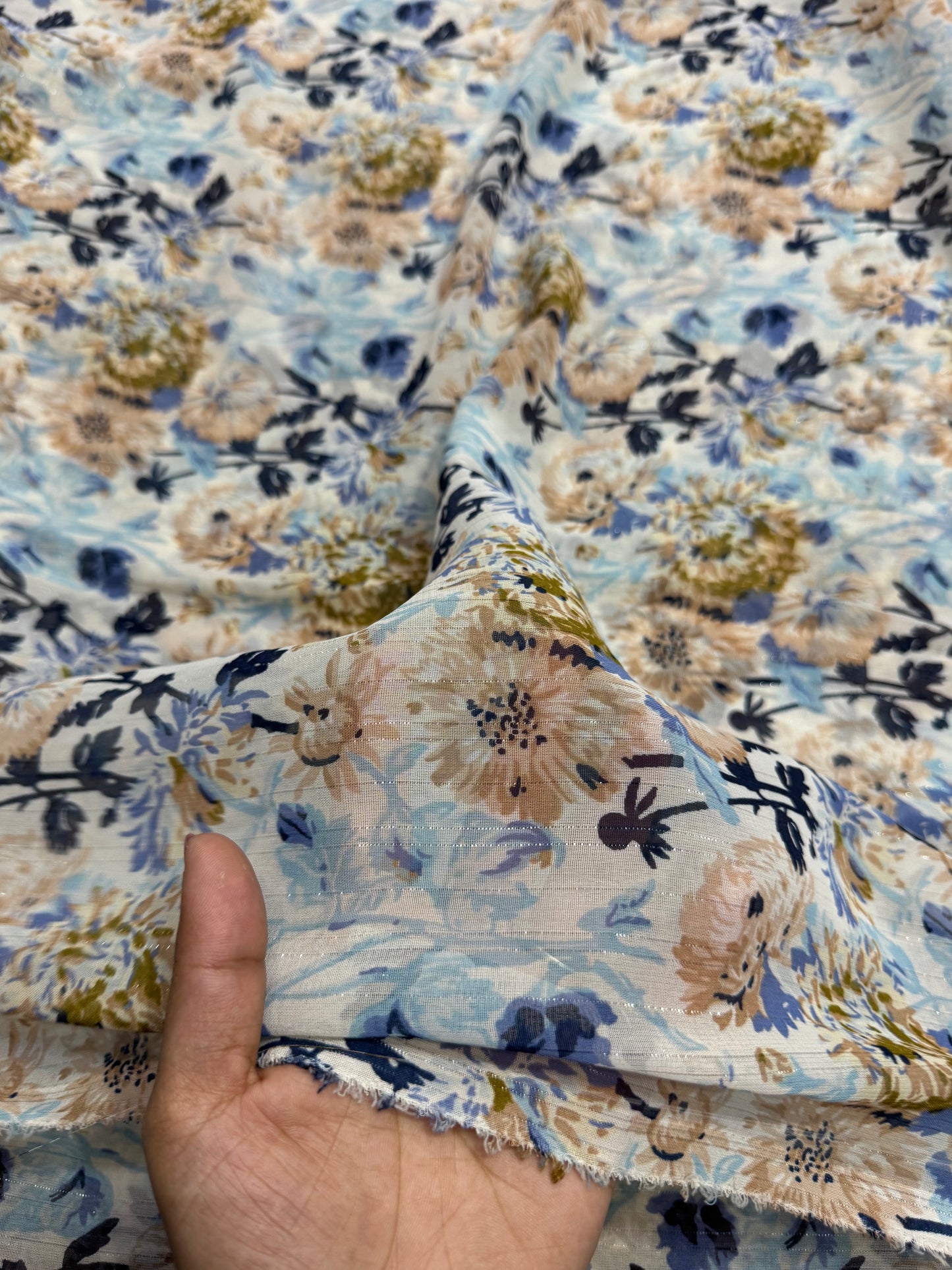 Buy Viscose Georgette Lurex Floral Nude Floral Fabric