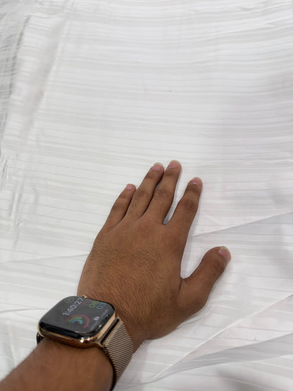 Buy Premium Satin Dobby Ivory Stripe Fabric