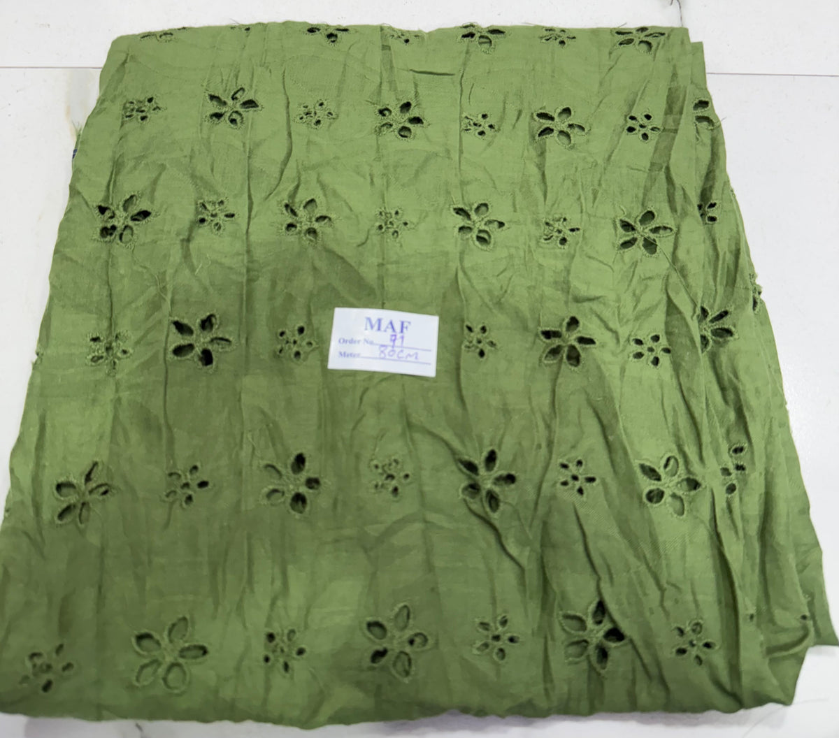 Buy Cutpiece Cotton Hakoba Green Floral  80 Centimeter