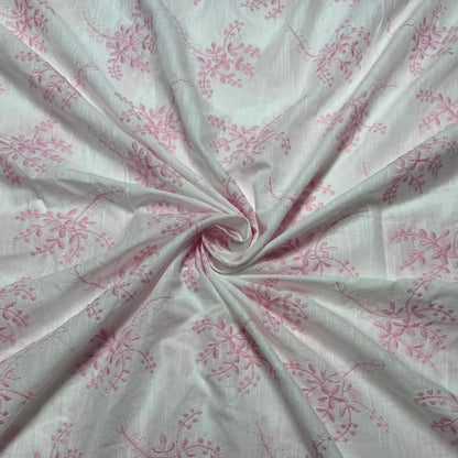 Buy Pure Cotton Cambric slub Baby Pink Embroidery Fabric - MAF 