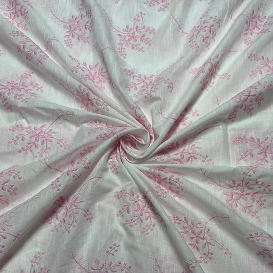 Buy Pure Cotton Cambric slub Baby Pink Embroidery Fabric - MAF 