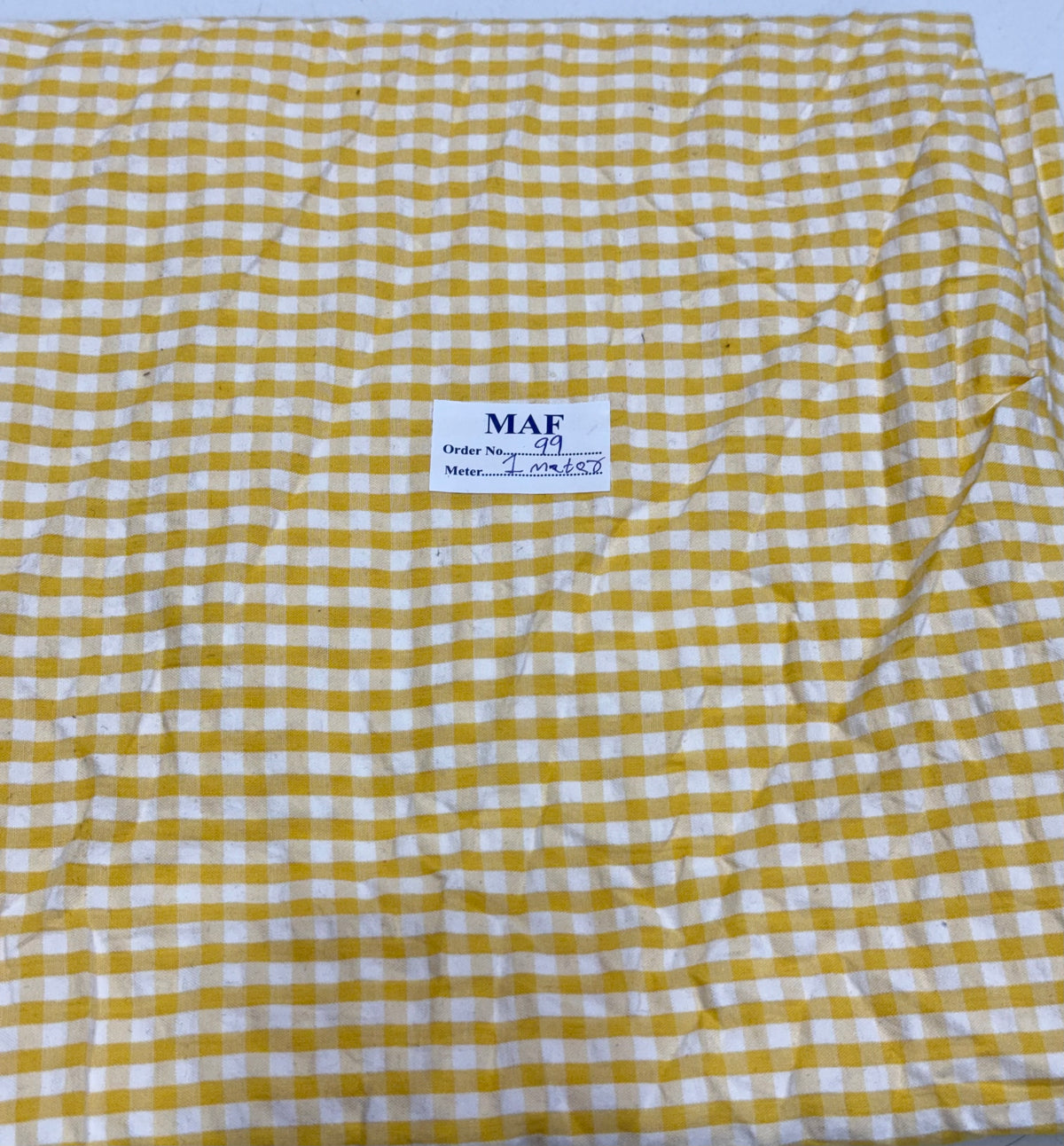 Buy Cutpiece Cotton Seersucker Ochre Yellow Gingham Check 1 Meter