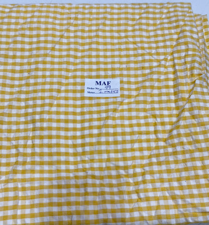 Buy Cutpiece Cotton Seersucker Ochre Yellow Gingham Check 1 Meter