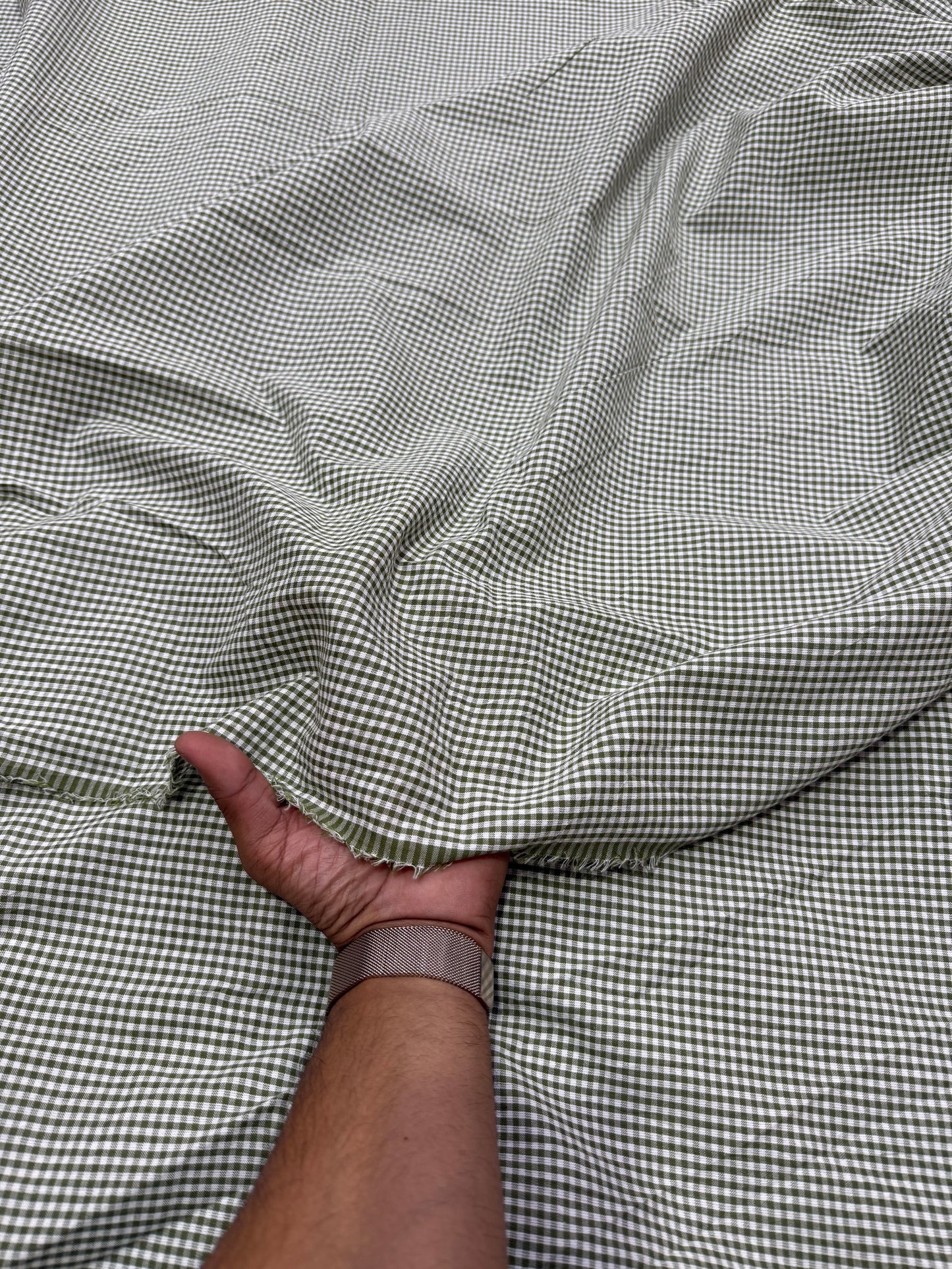 Buy Cotton Checks Fabric - Green Gingham Fabric India 