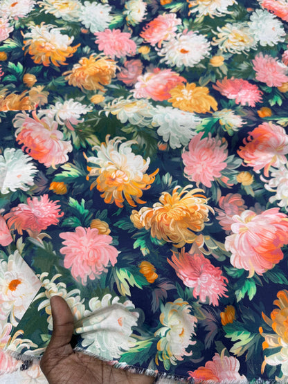 Buy 50s Poplin Beautiful Watercolour Floral Printed Fabric