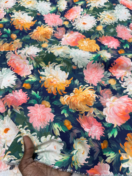 Buy 50s Poplin Beautiful Watercolour Floral Printed Fabric