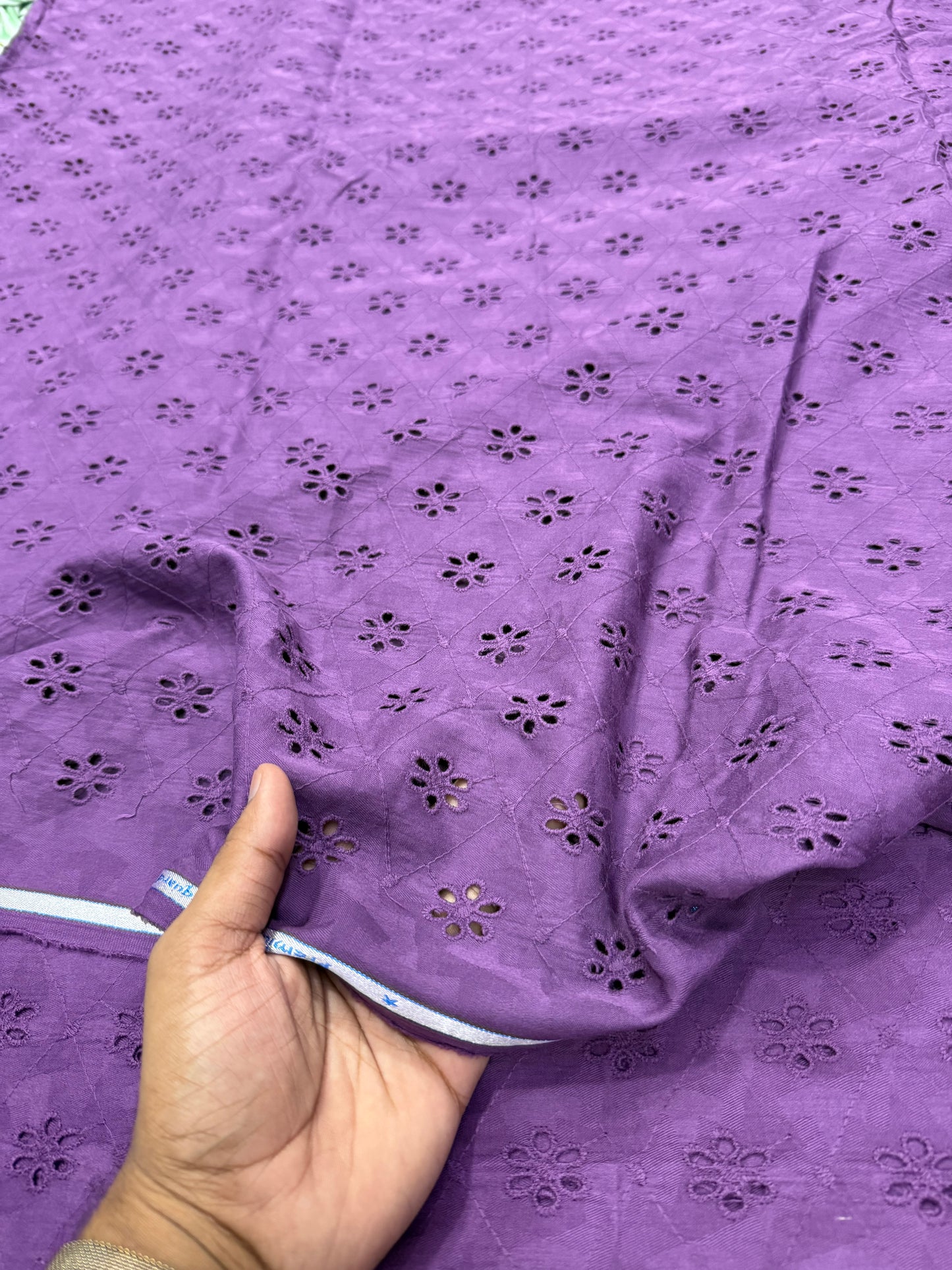 Buy Cotton Hakoba Purple Diamond Flower Fabric
