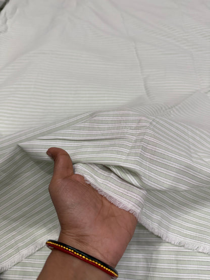 Buy Cotton Viscose Pastel Green Formal Stripe Fabric