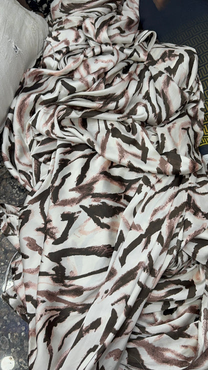 Buy Viscose Crepe Animal Nude Brown Printed Fabric
