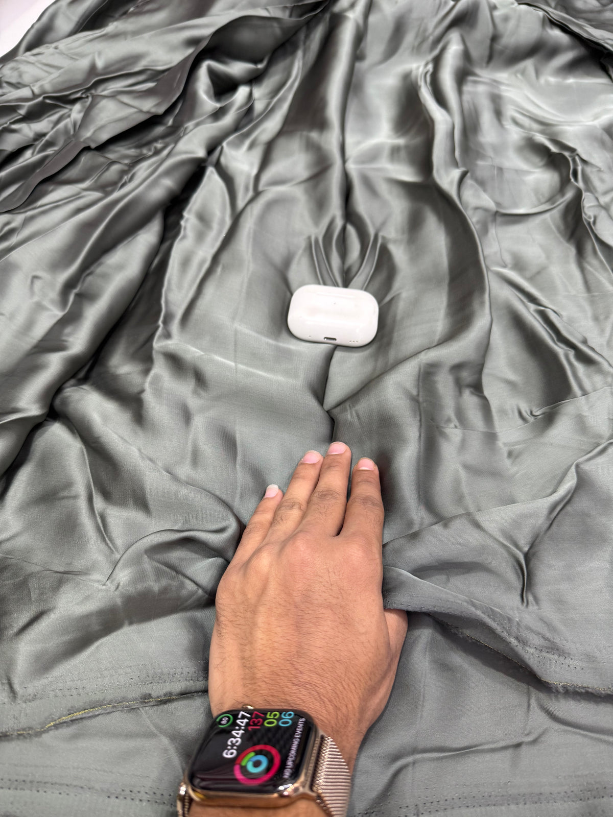 Buy Fine Premium Viscose Modal Satin Solid Steel Grey Fabric