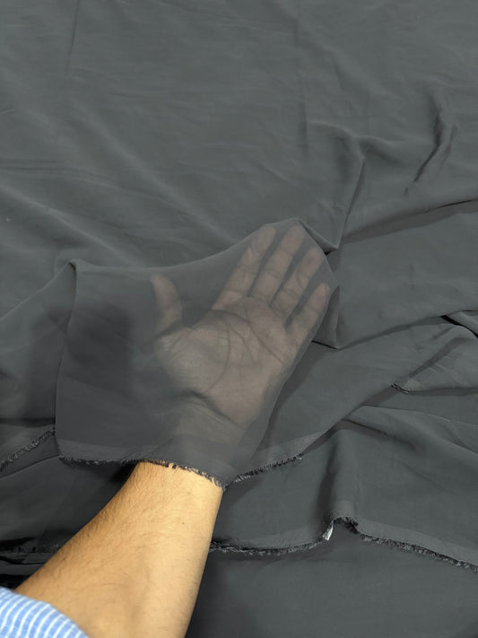Fox Georgette Solid Black Fabric - MAF 