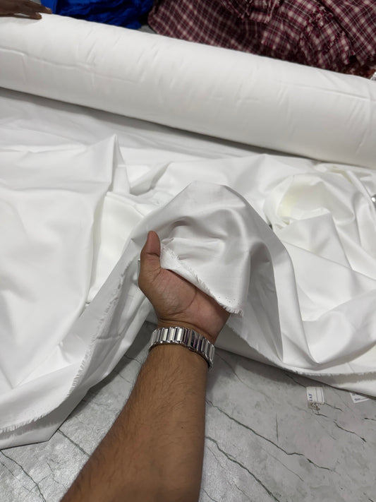 Buy Solid White Pure Cotton Poplin Satin - MAF 