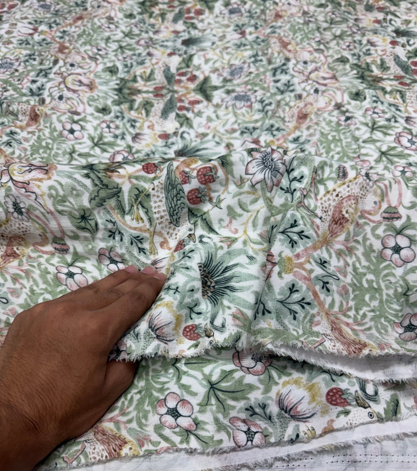 Buy Premium Cotton Double Cloth Woodland Bird Fabric