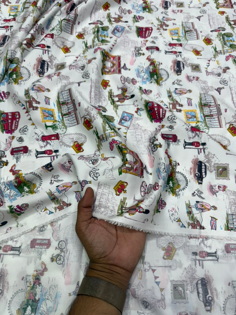 Buy Cotton Poplin City Printed Fabric