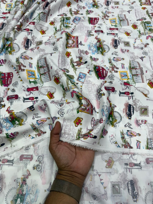 Buy Cotton Poplin City Printed Fabric