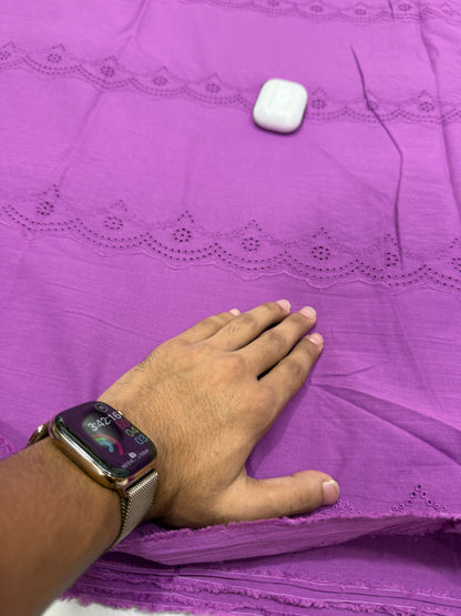 Buy Premium Cotton Cambric Schiffli Magenta Scallop Fabric