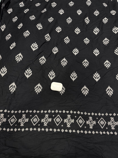 Buy Premium Rayon Black White Palm Booti Border Print Fabric