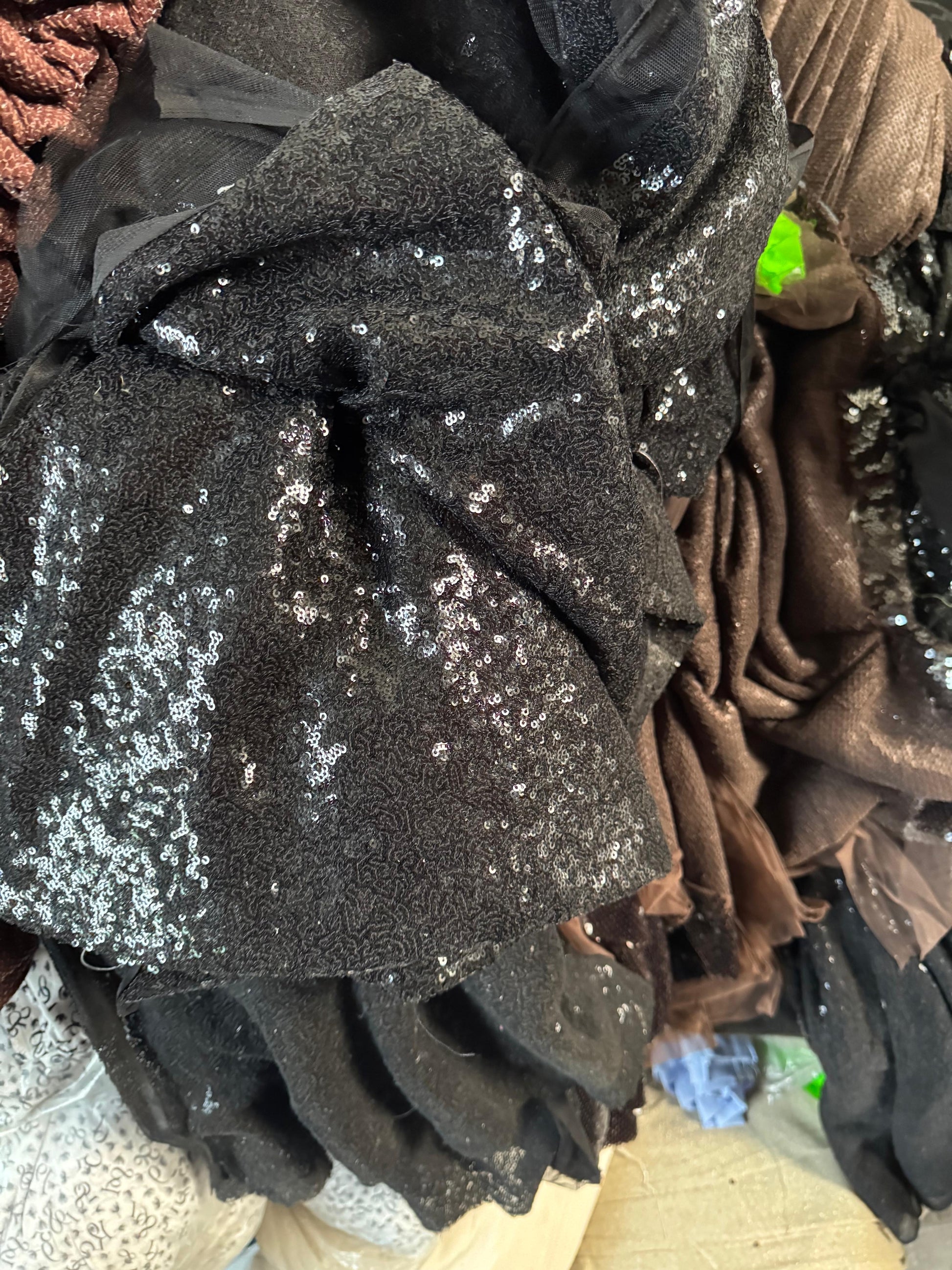 Buy Sequins Black Coloured Fabric - MAF 