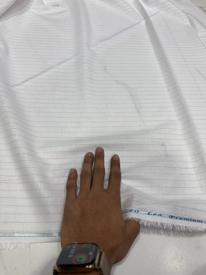 Buy 80 Lea Premium Linen White Self Stripe Fabric