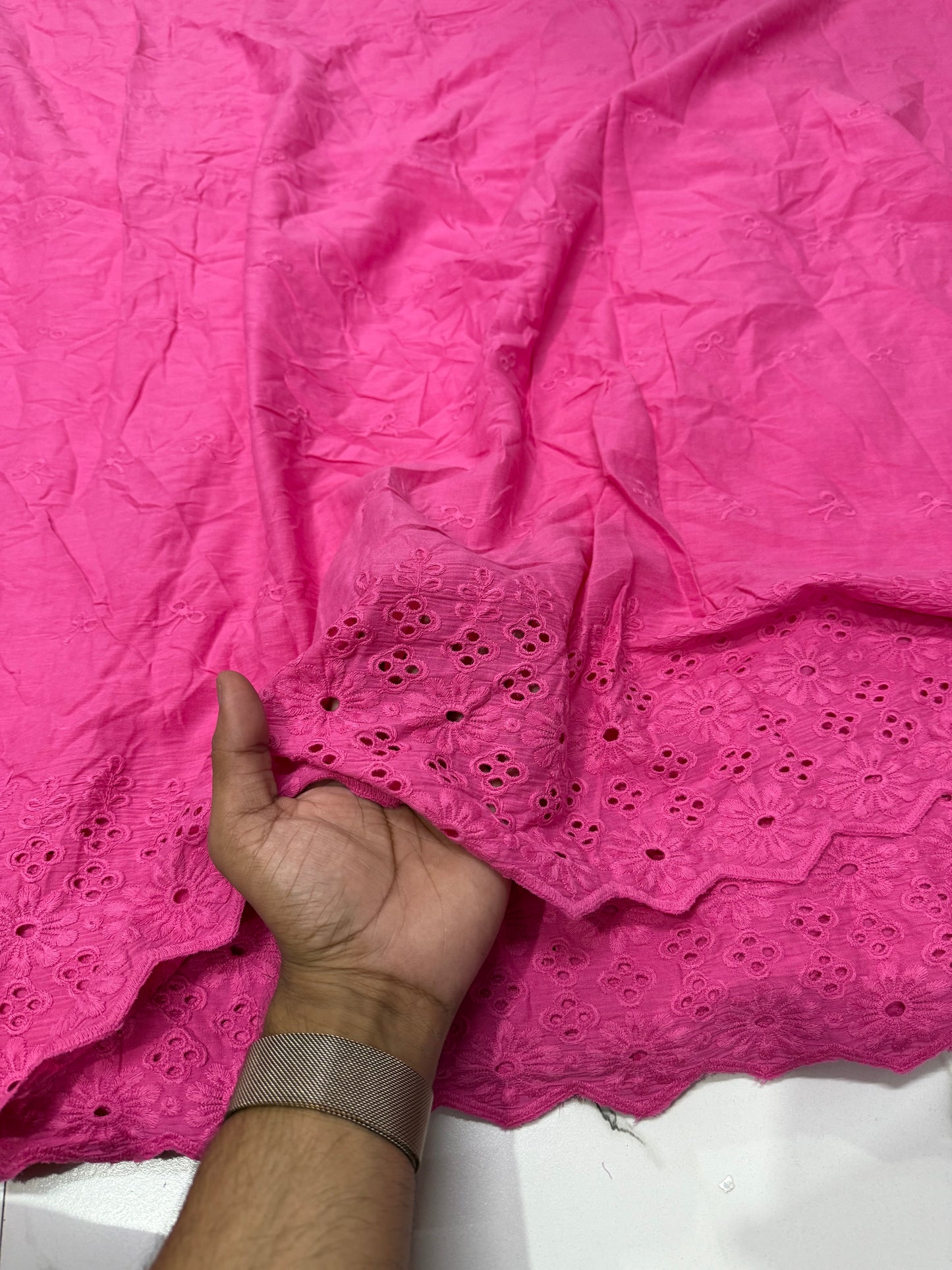 Buy Cotton Hakoba Hot Pink 4 Flower Border Design - MAF 