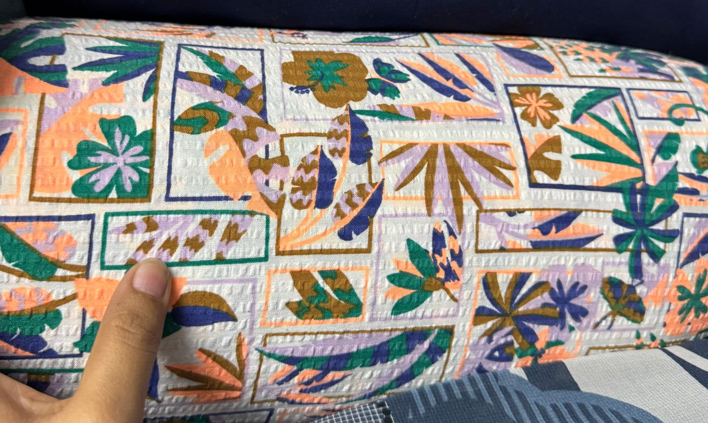 Buy Premium Cotton Seersucker Neon Tropical Print Fabric