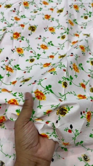 Buy Cotton Poplin Fire Flower Printed Fabric