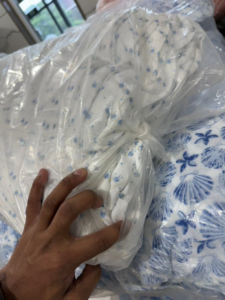Buy Premium Cotton Double Cloth Blue Cute Floral Print