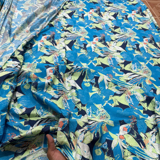 Buy 50s Poplin Abstract Bird Printed Fabric - MAF 