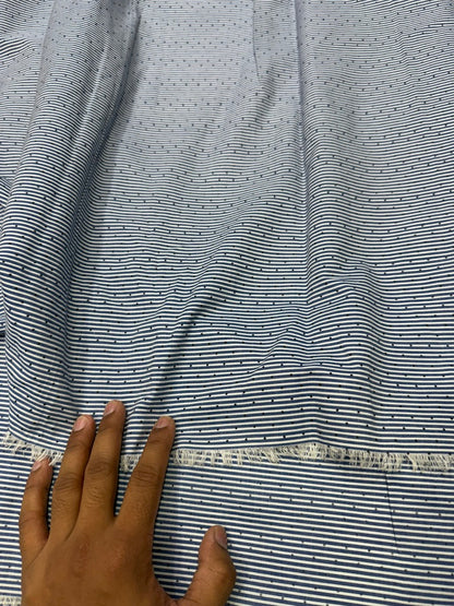 Buy Cotton Poplin Blue Stripe Polki Both Printed Fabric