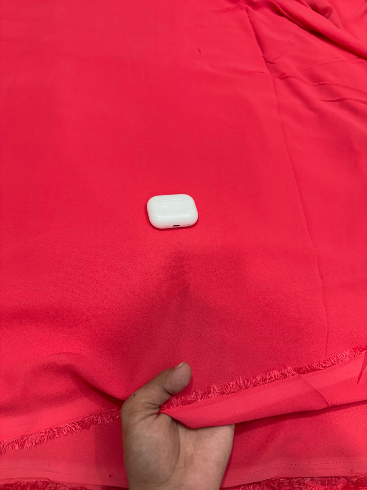 Buy Premium Georgette Solid Coral Red Fabric
