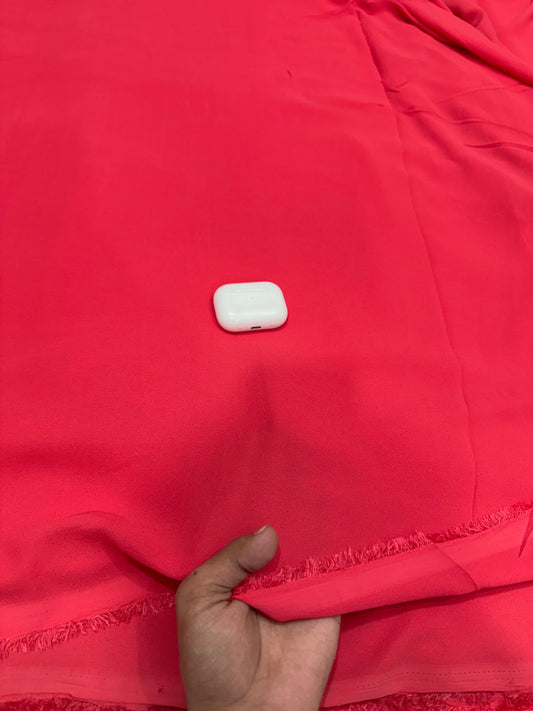 Buy Premium Georgette Solid Coral Red Fabric