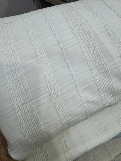 Buy Cotton Dobby Bleach White Base Hand Work Dobby Fabric