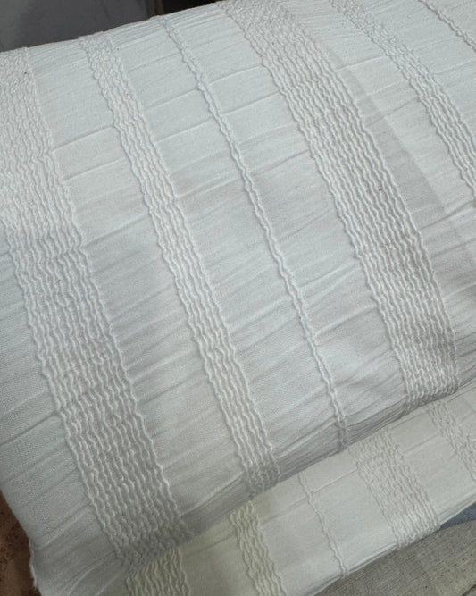 Buy Cotton Dobby Bleach White Base Hand Work Dobby Fabric