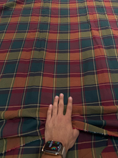 Buy Premium Cotton Twill Maroon Bottle Green Rust Tartan Check Fabric