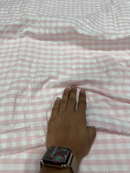 Buy Premium Cotton Seersucker Pastel Pink Gingham Check Fabric