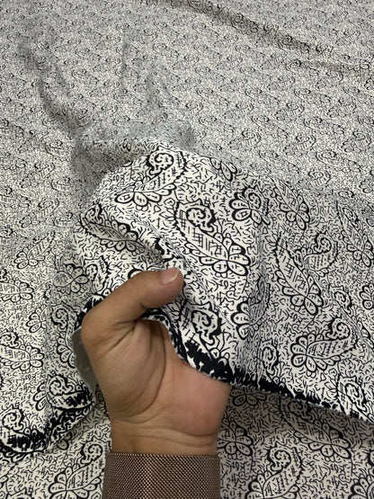 Buy Cotton Hosiery Black White Paisley Print Fabric
