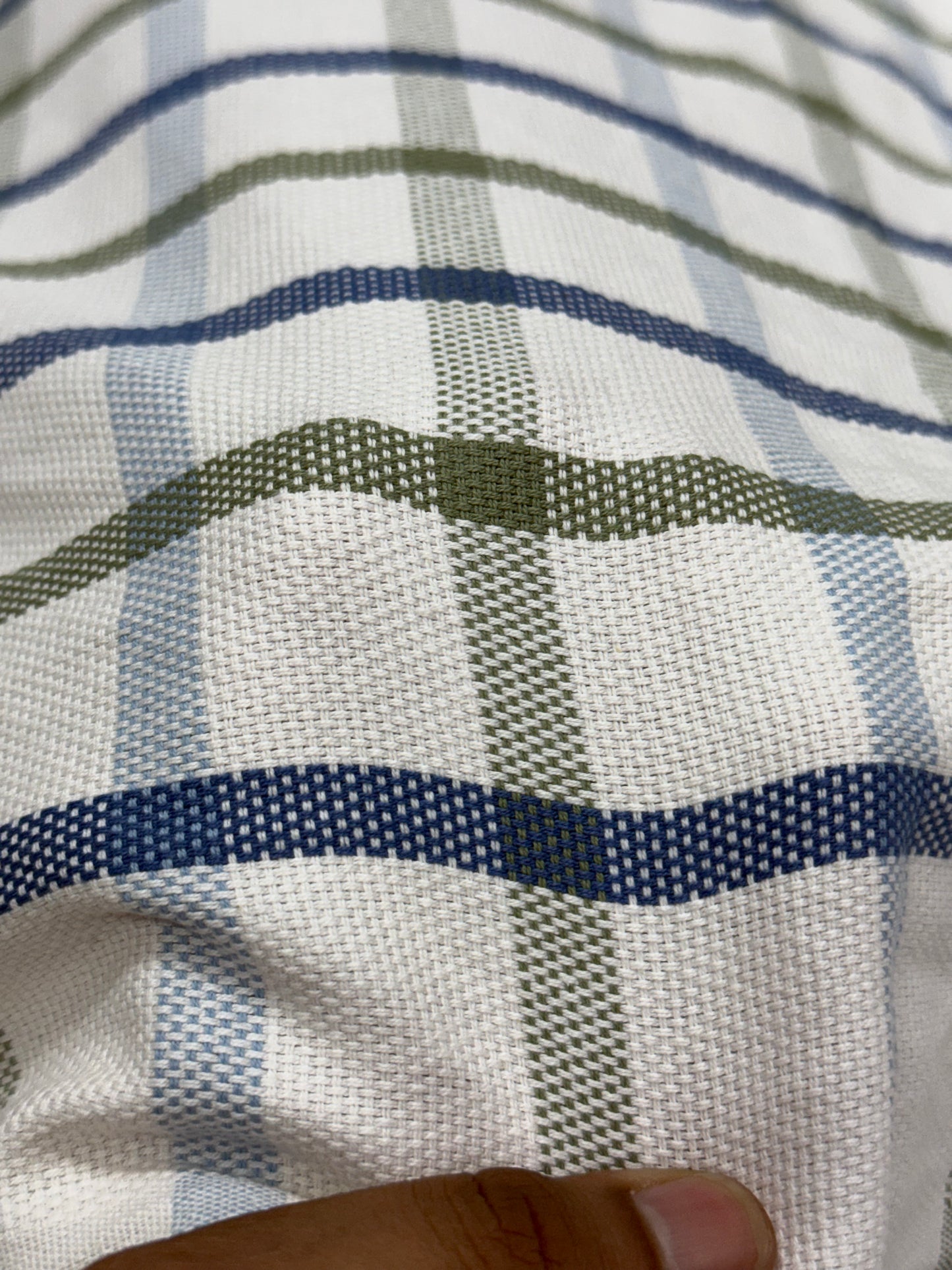 Buy Thick Cotton White Base Blue Check Fabric