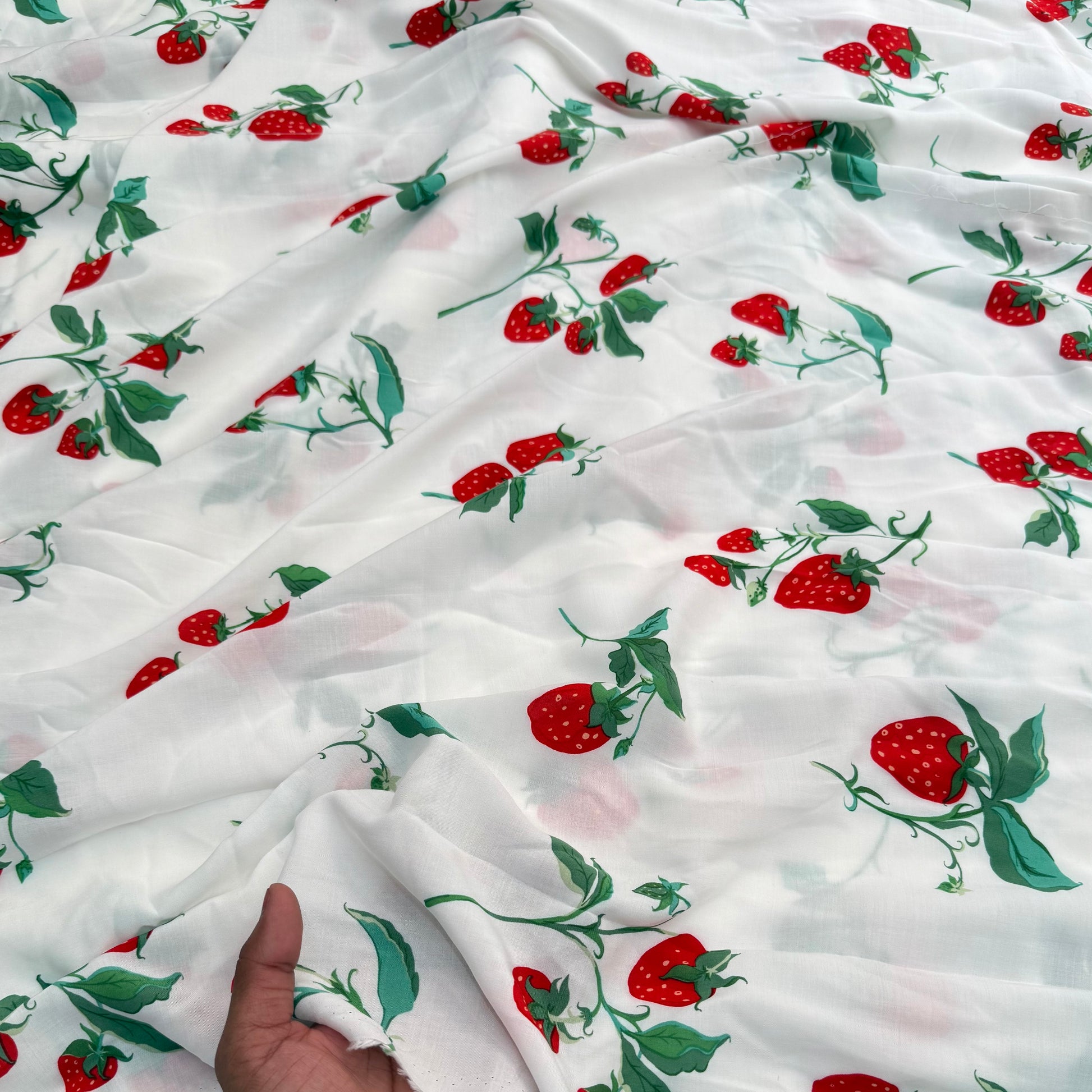 Buy Premium Modal Strawberry Printed Fabric - MAF 