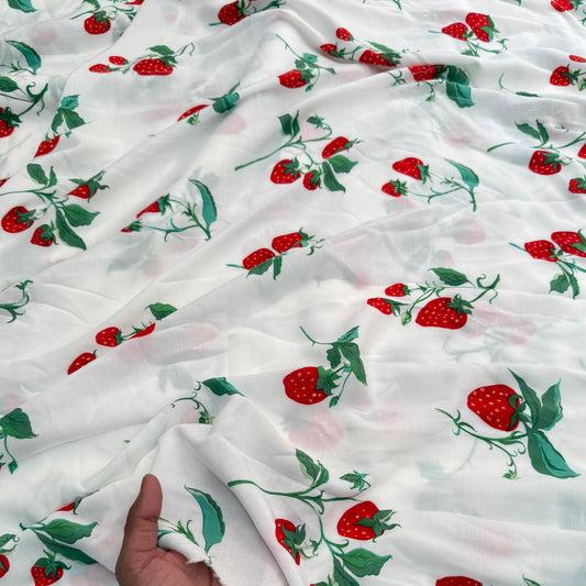 Buy Premium Modal Strawberry Printed Fabric - MAF 