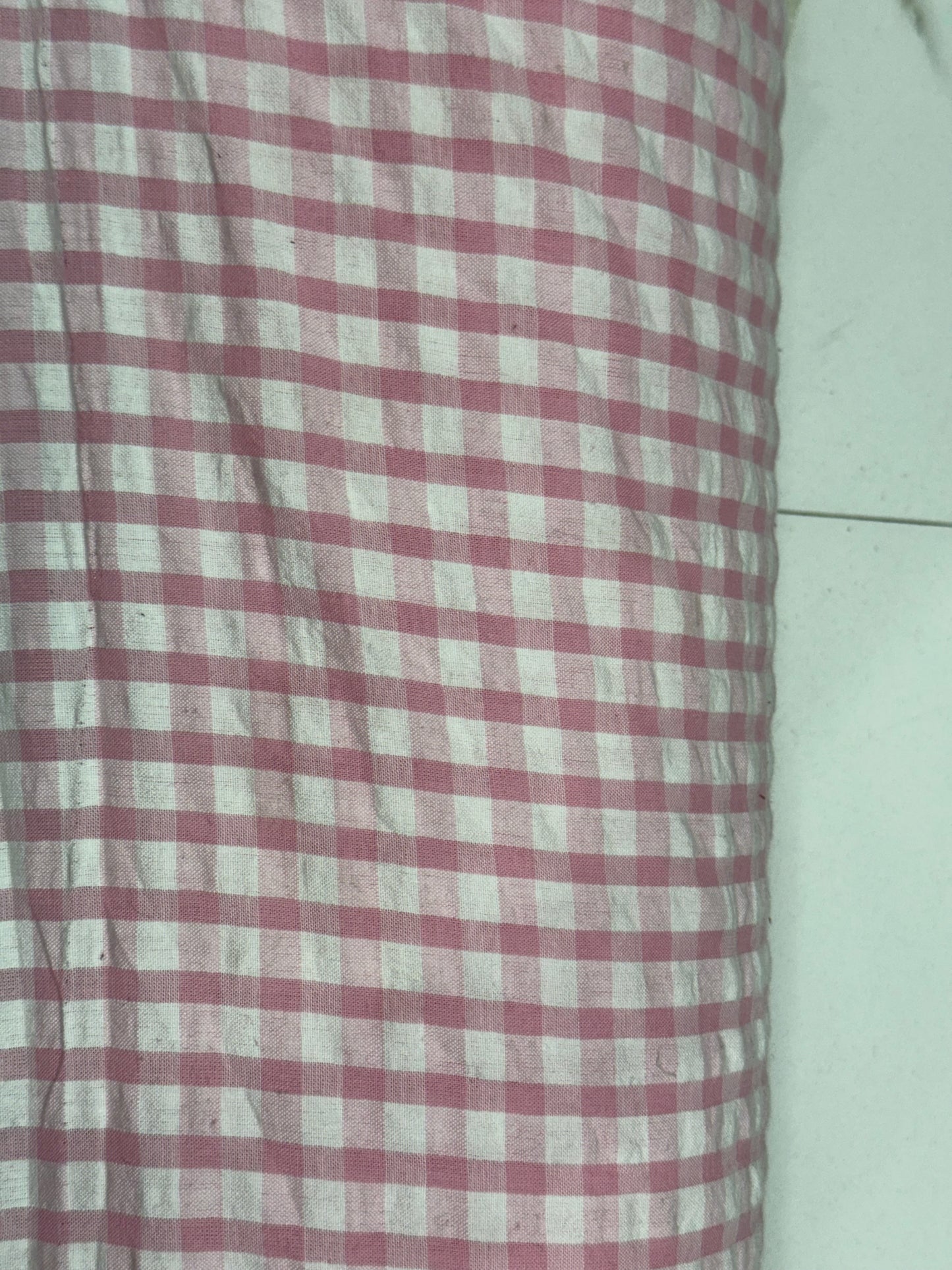 Buy Premium Cotton Seersucker Rosewood Gingham Fabric