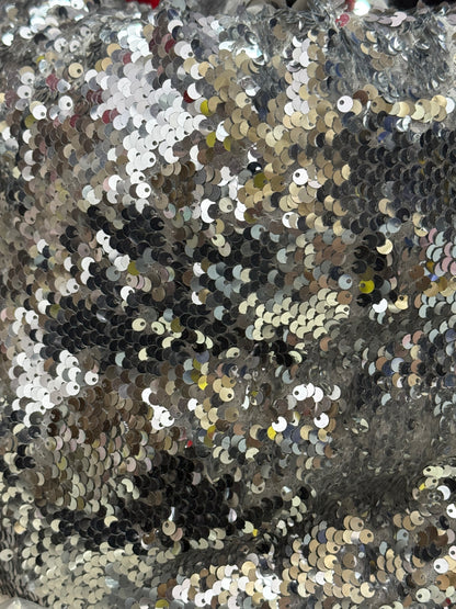 Buy Sequins Silver Multicolor Metallic Mix Fabric