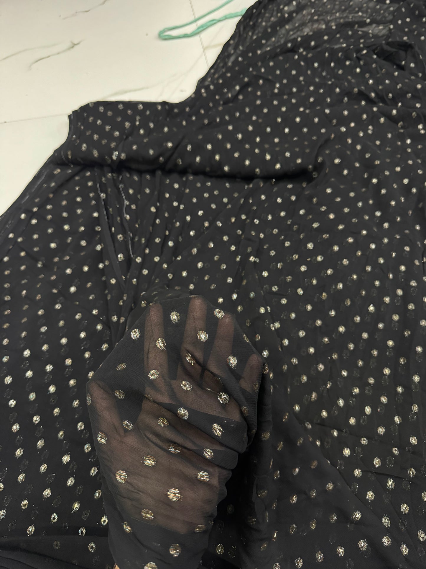 Buy Viscose Chiffon Gold Lurex Butta Black Fabric