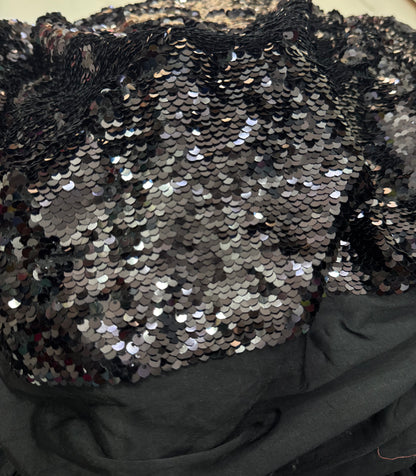 Buy Sequins Gunmetal Black Mermaid Scale Fabric