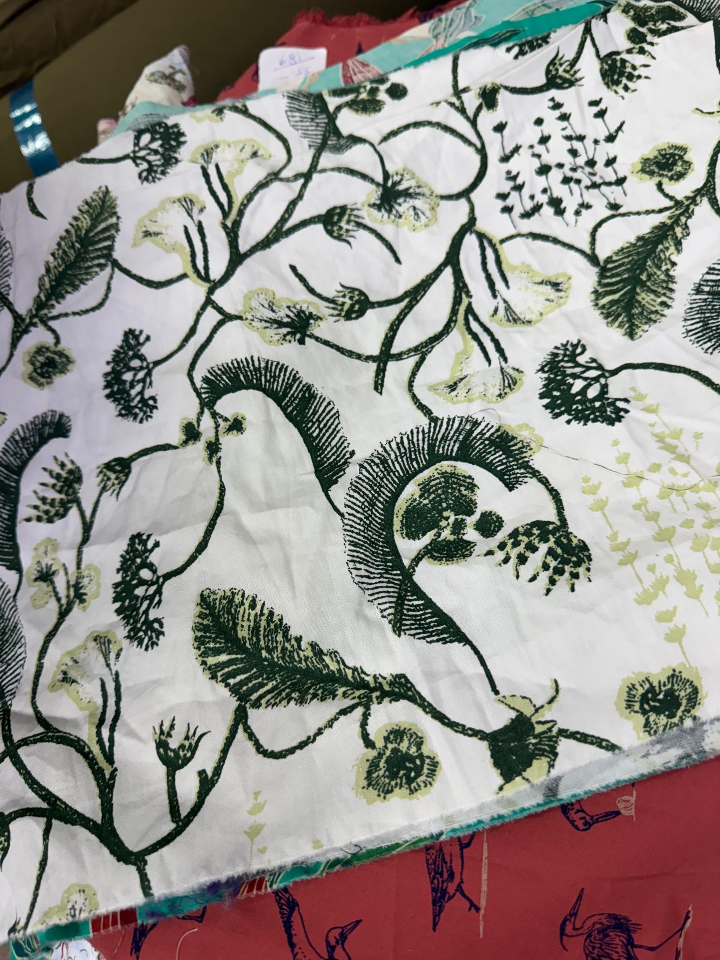 Buy Cotton Poplin Algae Green Printed Fabric