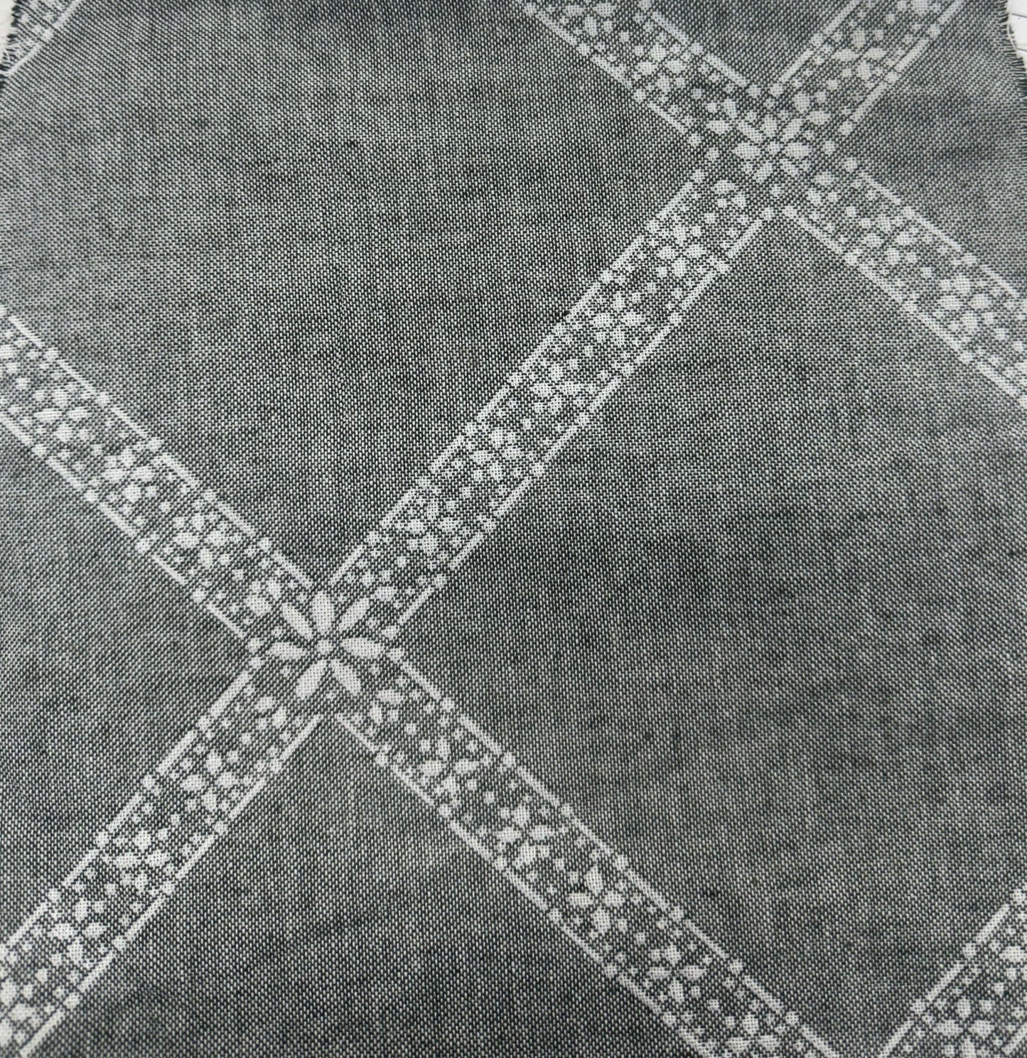 Buy Cotton Jacquard Grey Base White Diagonal Checks Printed - MAF 